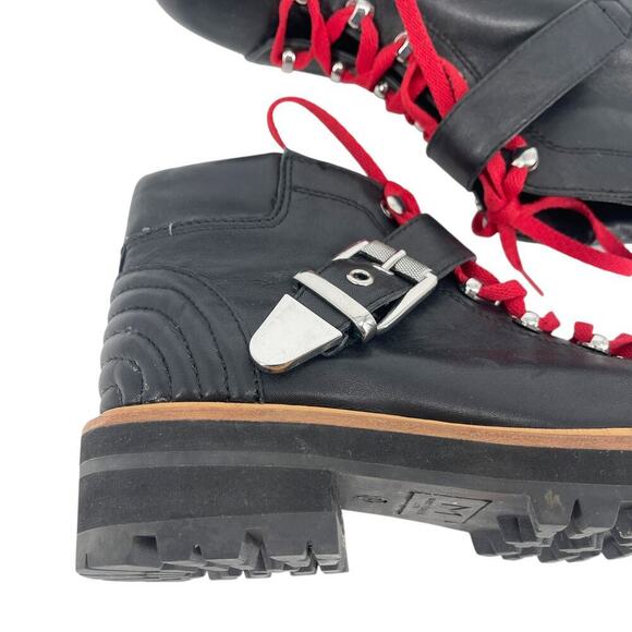 Marc Fisher Indre Hiker Boot with Red Laces Moto Lug Sole Winter Fit - Picture 11 of 13